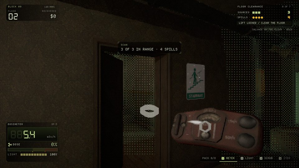 A contamination scan marking what it finds through the walls